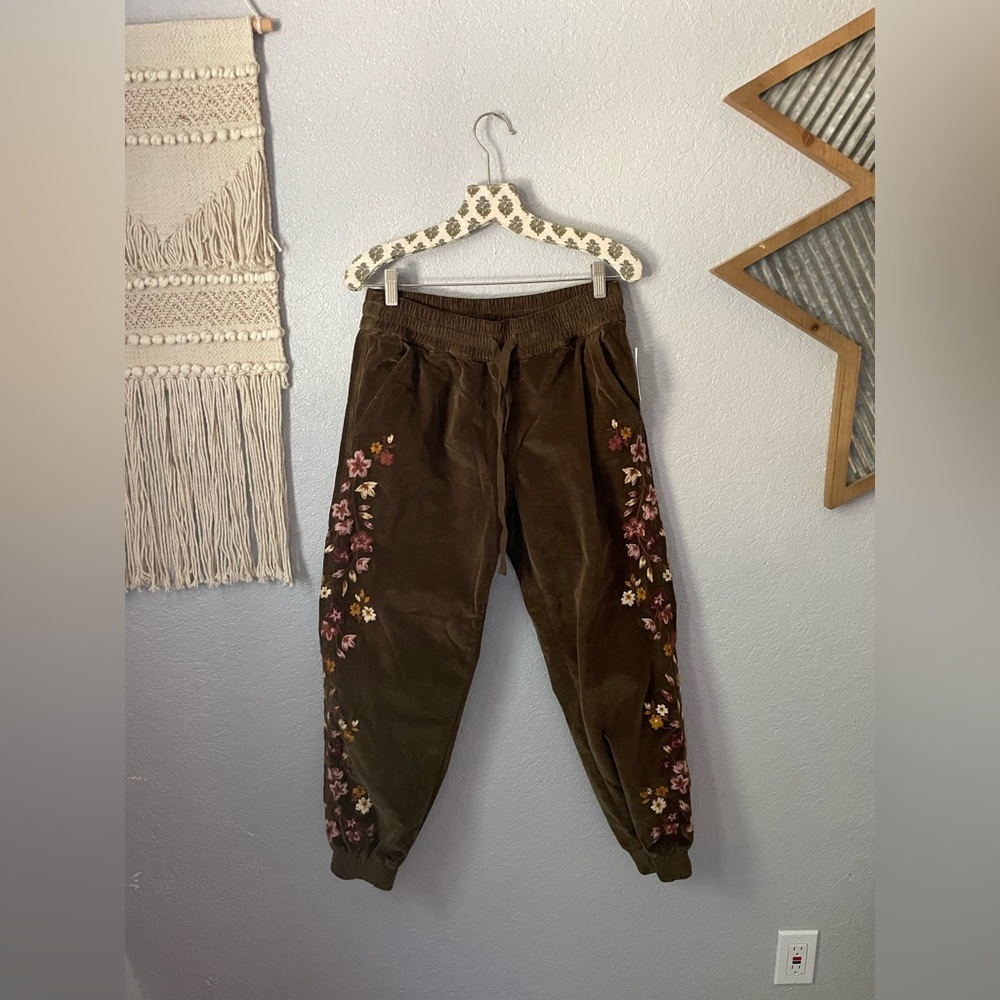 Free People Driftwood Cord Embroidered Joggers - Picture 2 of 5